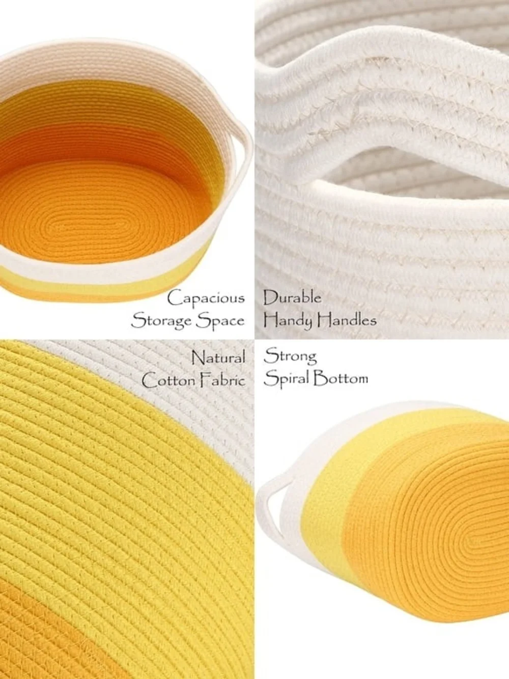 Striped Yellow Cotton Tote - Laundry Basket - Colorblock Toy Organizer NWT